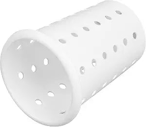 Restaurantware White Plastic Perforated Flatware Cylinder, 4.7 x 5.3 In