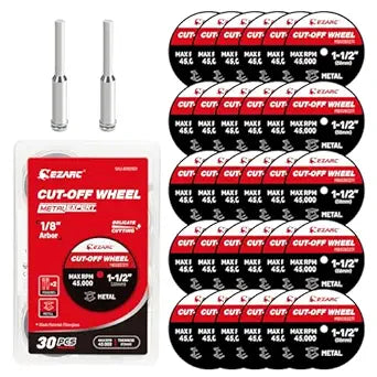 EZARC 1-1/2 Cut Off Wheels, 1.5" x 1/8" Fiberglass Reinforced Rotary Tool Cutting Disc Accessories Include Mandrels, 32-Pack