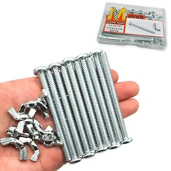 20Pack 1/4"-20 x3 Screw Bolts and Wing Nut Kit 10pcs Machine Screws with Round Head Phillips 10pcs Butterfly Hand Twist Tighten Nut Zinc Plated Hardware Fitting Fastenings Assortment Kit