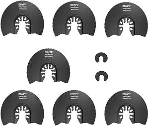 7pcs Semi Circular Oscillating Saw Blades for Cutting Wood Plastic Soft Metal, 3-1/2 Inch (88mm) Oscillating Multitool Quick Release Saw Blades Fit Most of Oscillating Tool