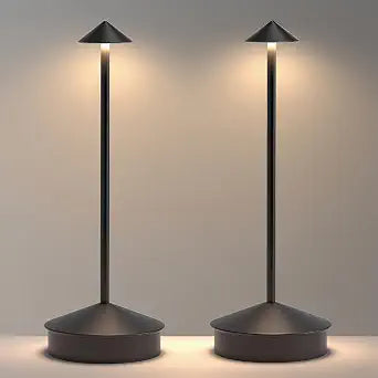 EJQ 2 Pack LED Cordless Table Lamp, Portable 6000mAh Rechargeable, Touch Control Outdoor Table Lamp, 3 Color Dimmable Cordless Table Lamps for Restaurant, Patio, Bedroom, Outdoor - Black