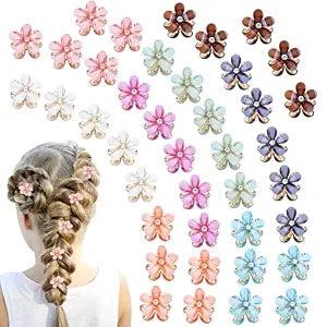 Dizila 40 Pieces 2cm/0.8" Small Mini Crystal Flower Hair Claws Clips Floral Hair Barrettes Hair Accessories for Women Girls Teens Kids Toddlers