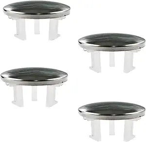 4 Pack Sink Overflow Covers Bathroom Kitchen Basin Trim Single Layer Ring Round Hole Caps Insert Spares for Home Shopping Malls Kitchen Bathroom (Silver)