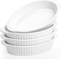 Foraineam 4 Pack 15 oz White Porcelain Oval Baking Dishes, 8.8 x 5.5 x 1.8 Inch Au Gratin Pans Small Table Serving Dish, Lasagna Pan CrÃ¨me Brulee Bakeware Set with Double Handles, Dishwasher Oven Safe