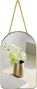 Arched Wall Mirror with Plastic Frame,Gold, 10.24"x 6.5"