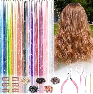 Hair Tinsel, 22 Colors Fairy Hair Tinsel Kit for Girls Women
