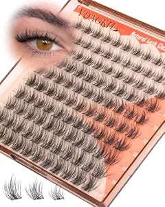 Spikes Lash Clusters Natural Fluffy Cluster Lashes Short 10-12-14mm CD Curl Wispy Cluster Eyelash Extensions Anime Fairy Eyelash Clusters DIY Clear Band Individual Lash Extension Born Doll Manga Look