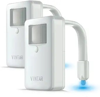 VINTAR 2 Packs Toilet Light, 16 Color Motion Sensor LED Toilet Night Light