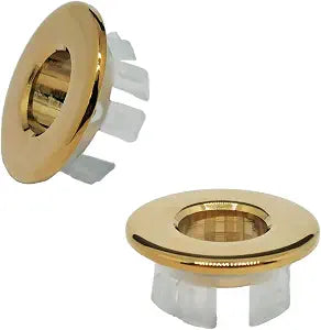 Kitchen Bathroom Sink Basin Trim Overflow Cover Insert in Hole Round Caps, Round Tidy Insert Spares(3pcs,Golden)