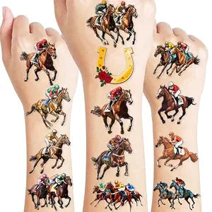 96 PCS Kentucky Derby Pre Cut Temporary Tattoos for Kids & Adults