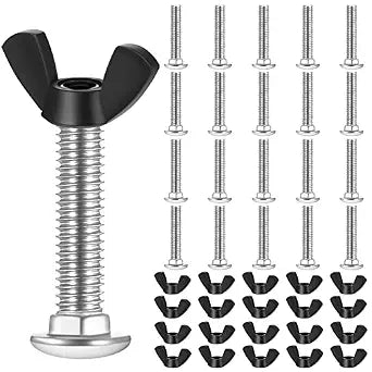 Therwen 20 Set M6 Dog Crate Bolts and Nuts with Butterfly Wing Nuts,Black