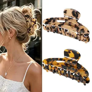 2 Pack Acetate Hair Claw Clips for Women, 3.9 Inch Tortoise Shell Hair Clip