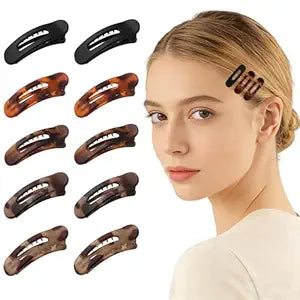 Lahnie 10 Pack Small Flat Hair Clips for Women Thin Fine Hair, French Flat Claw Clips Matte Tortoiseshell No Slip Hair Accessories for Daily Wear, 2.2x0.7 Inch