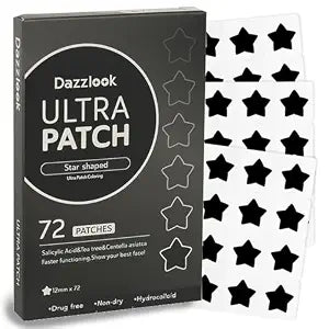 Black Star Shaped Pimple Patch with Salicylic Acid, Hydrocolloid Pimple Stickers for Blemish Care, 72 Count, Fashion Blemishes Patches