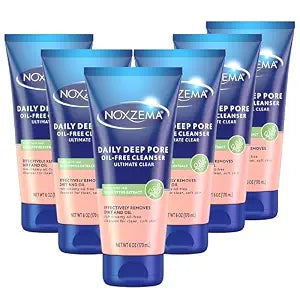 Noxzema Ultimate Clear Face Wash, Deep Pore Daily Cleanser, Oil-Free Formula Removes Dirt, Oil & Makeup for Clear, Fresh-Looking Skin, 6 oz (Pack of 6)