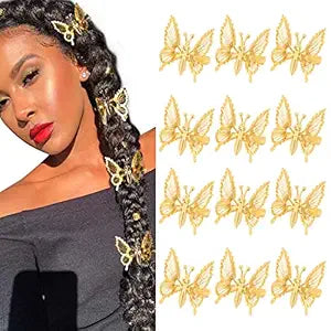 DEEKA 12 PCS 3D Moving Butterfly Hair Clips Metal Gold Moving Wings Butterfly Hair Accessories 90s Hair Clips Barrette for Women and Girls -Gold