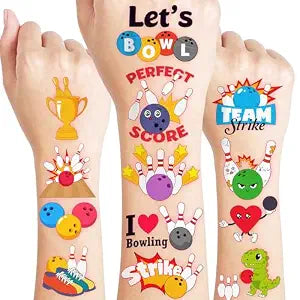 96 PCS Funny Bowling Ball Pre-Cut Temporary Tattoos for Kids