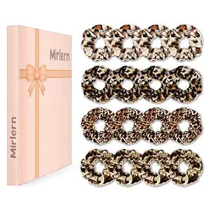 16-Piece Leopard Velvet Scrunchies, No Damage Hair Ties for Women