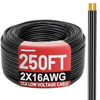 Energeaster 250FT 16 Gauge 16/2 Low Voltage Landscape Wire Black