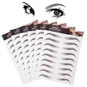 Molain 4D Hair-Like Eyebrow Tattoos Stickers 6 Sheets Waterproof Long-lasting Colors Transfers Sticker Peel Off for Eyebrow Grooming Shaping 1 Style 54 Pairs (Brown)