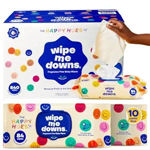 The Happy Hues Wipe Me Downs Baby Wipes, 84 Flushable Wipes, 840ct