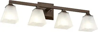 HWH Bathroom Lighting Fixtures, Frosted White Square Glass, 5HY68BG1-4W ORB