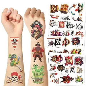 Pirate Tattoos, 10 Sheets Waterproof Temporary Tattoos for Birthday Party