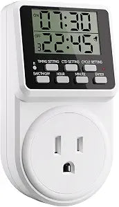 Techbee Digital Infinite Repeat Cycle Intermittent Timer Plug for Electrical Outlet, 24 Hour Programmable Indoor Timed Power Switch with Countdown Delay On and Off (120V, 15A), 1 pack