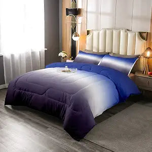 Purple Blue Ombre Comforter Full, Blue White Bedding Set, Colorful