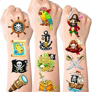 Ozepao 100 Pcs Pirate Temporary Tattoos for Kids,ï¿½ï¿½ï¿½ï¿½ï¿½ï¿½ï¿½ï¿½ï¿½2'' x 2''ï¿½ï¿½ï¿½ï¿½ï¿½ï¿½ï¿½ï¿½ï¿½Individually Wrapped Tattoos, Pirate Ship Nautical Th