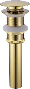 Brushed Gold Pop Up Drain for Bathroom Sink Without Overflow