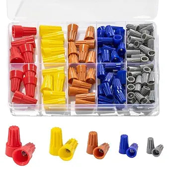 122 Pcs Wire Connectors Nuts Assortment Kit, 5 Size Colorful Electric Wire Caps Electrical Twist Wiring Splice Screw Caps for Quick Connection