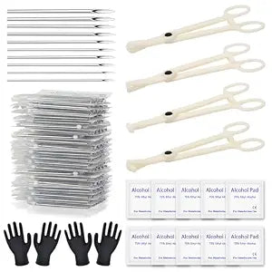 Rayyl Body Piercing Kit - 43Pcs Professional Piercing Tool Kit with 12G 14G 16G 18G 20G Piercing Needles, Clamps for Ear Nose Belly Button Lip Tongue - Body Piercing Kit Piercing Supplies