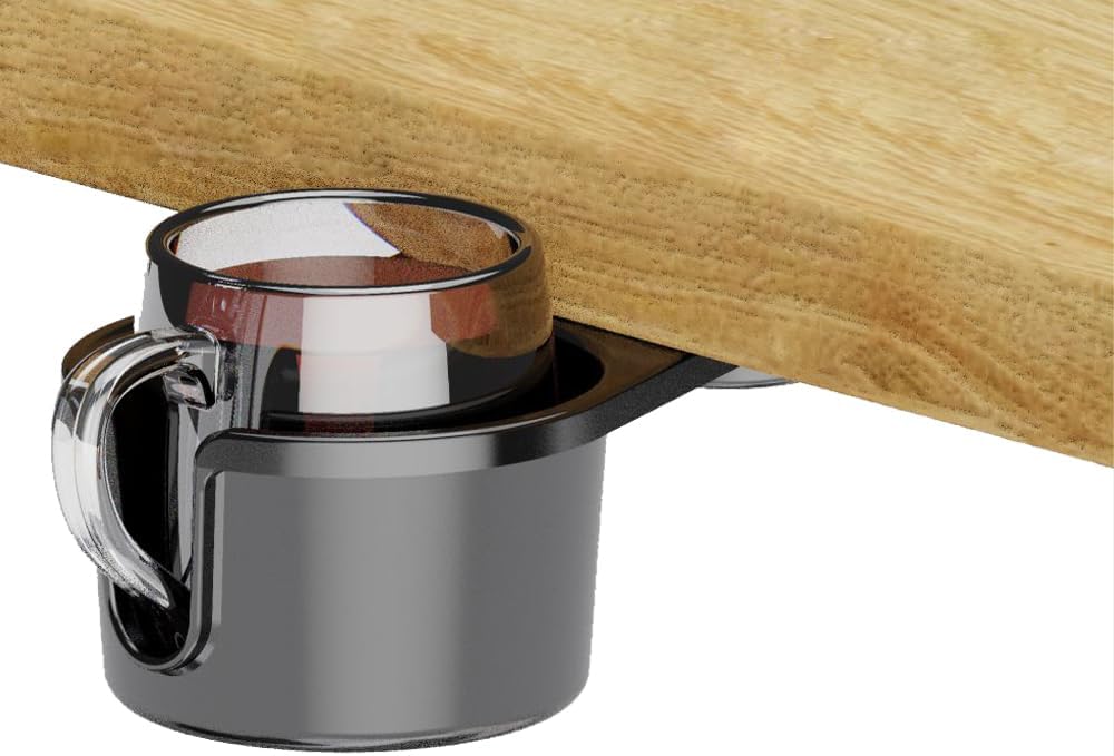 360 Rotating Under Table Desk Cup Holder Cup & Pen Holder Mount Inner Diameter 90mm/9cm (Assembly is Required)