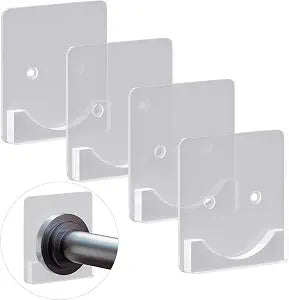 4 Pack Adhesive Shower Curtain Rod Holder,Tension Curtain Rod Bracket, Drill Curtain Rod Holder or Adhesive Shower Rod Holders for Wall Two Installation Methods