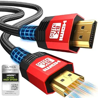 8K Certified HDMI 2.1 Cable 6 FT,48Gbps Ultra High Speed Braided Gaming Cord,Support 10K 8K@60Hz 4K@120Hz/144Hz DTS:X HDCP 2.2&2.3 eARC HDR10 VRR Compatible for RTX 5090/PS5/Xbox X/S/TV