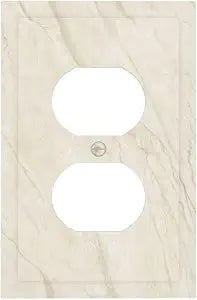 White Taupe Marble Abstract Luxury Outlet Covers 1 Gang Duplex Light Switch Cover Decorative Switch Plates Electrical Receptacle Faceplate Wall Plate for Bathroom Kitchen Home Decor