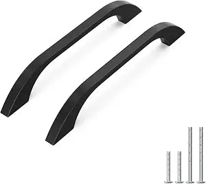 homdiy 10 Pack Matte Black Cabinet Handles, 5" Hole Center