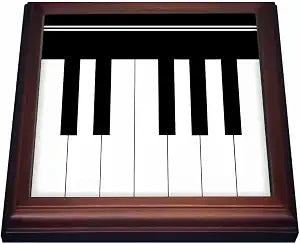3dRose Piano Keys Black & White Keyboard Musical Design Pianist Music Player & Musician Gifts Trivet with Ceramic Tile, 8 by 8", Brown