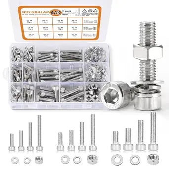 448 Pcs M5 M6 M8 Hex Socket Head Cap Screws Kit, 16/20/30/40mm Metric Bolts
