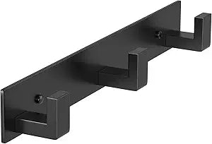 PMMASTO Stainless Steel Wall Coat Rack, Black- 3 Hooks, 1 Pack, L Shape