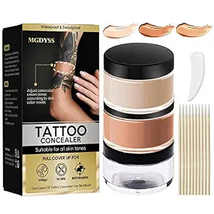 Tattoo Cover Up Concealer 2 Colors ï¿½ï¿½ï¿½ Waterproof Full Coverage Foundation for Tattoos, Scars & Imperfections ï¿½ï¿½ï¿½ Long-Lasting, Sweat Resistant & Lightweight ï¿½ï¿½ï¿½ for All Skin Tones ï¿½ï¿