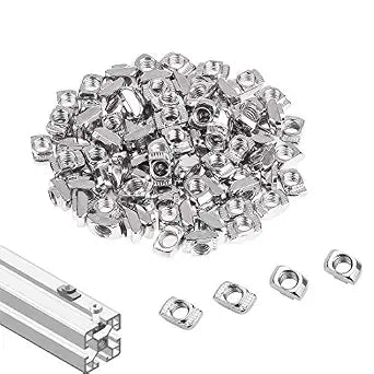 2020 Series T Nuts,105pcs M3 Sliding T Slot Nut Hammer Head Fastener Nut Nickel Plated Carbon Steel, M3 Half Round Roll in T-Nut for 2020 Series Aluminum Extrusion Profile