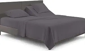 SGI bedding Adjustable Split Head Flex Top King 34" Microfiber Sheet Set ��� Ultra Soft, Cooling & Deep Pocket 15��� Fitted, 4-Piece Breathable & Durable Bedding Set for Split King Beds -Dark Gray