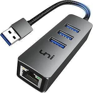uni USB to Ethernet Adapter, USB 3.0 Hub with 100/1000 Mbps RJ45 Ethernet