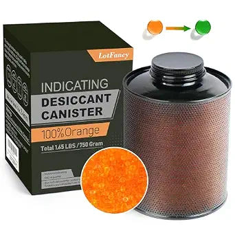 LotFancy Silica Gel Desiccant Dehumidifier for Gun Safe, 750 Grams Indicating Silica Gel Beads Canister, Reusable Moisture Absorber