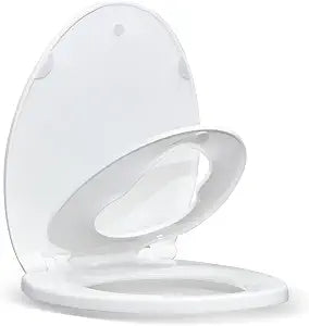 KHE Elongated Toilet Seat with Built-In Toddler Seat, Soft Close, 18.5 Inch