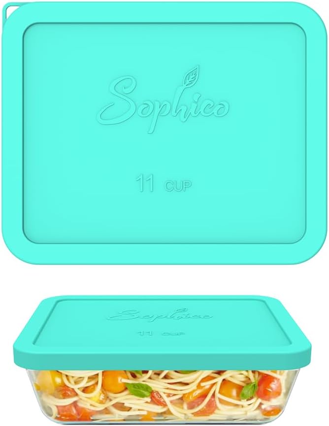 SOPHICO 11 Cup Silicone Replacement Rectangle Lids for Pyrex Glass 7212-PC