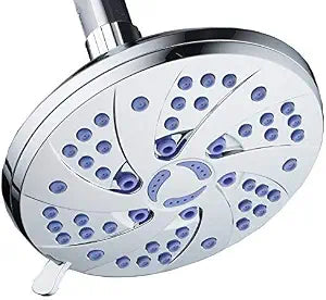 Aquadance Antimicrobial 6-Setting Shower Head, Soft Purple/Chrome, 6"
