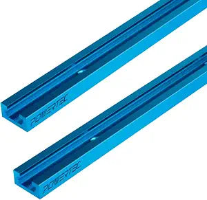 POWERTEC 71118 24 Inch Double-Cut Profile Universal T-Track with Predrilled Mounting Holes, 2 Pack, T Track for Woodworking Jigs and Fixtures, Drill Press Table, Router Table, Workbench